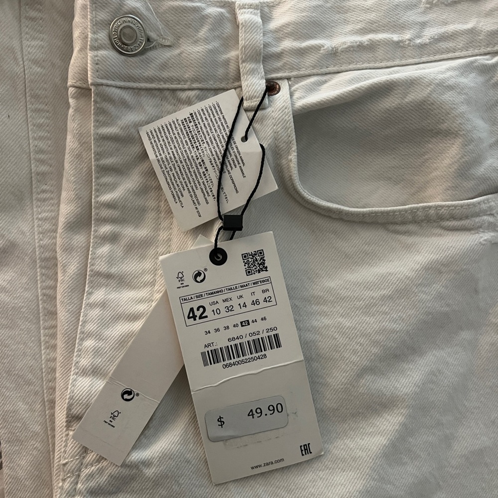 NWT ZARA pants straight white ecru pants